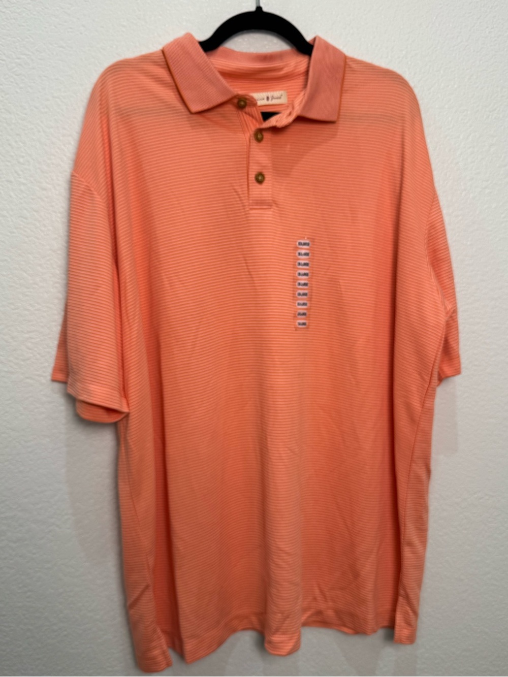 Jamaica Jaxx Men XXL Coral Orange Striped Silk Modal Polo Shirt NWOT